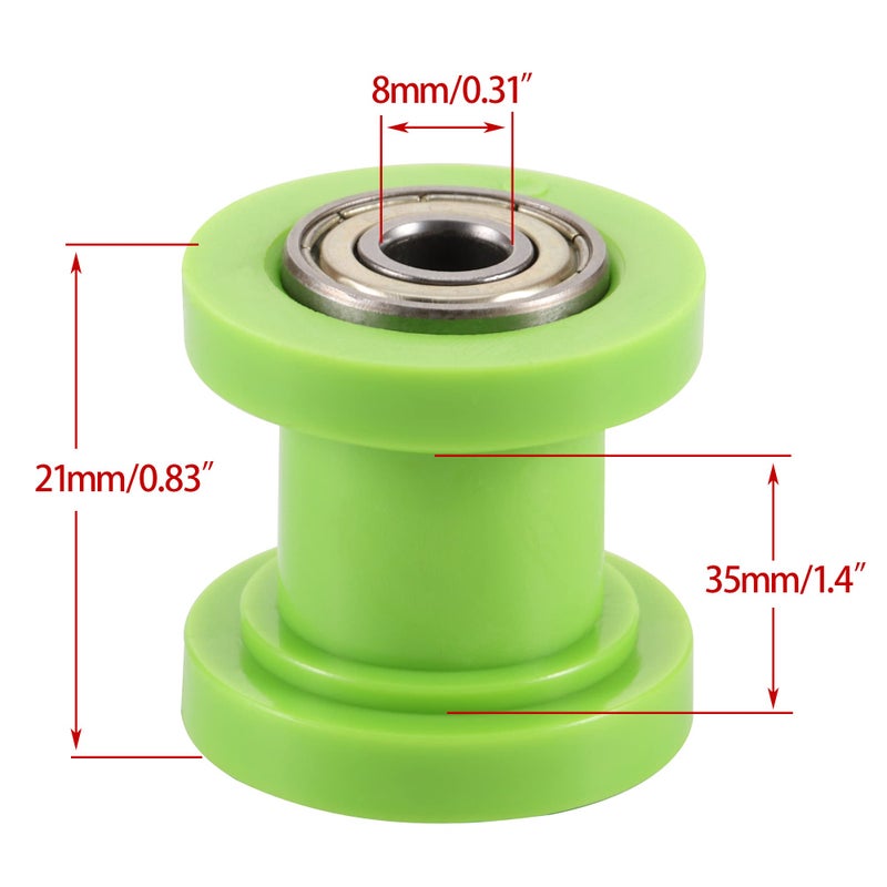 WOOSTAR 8mm Motorcycle Chain Roller Slider Tensioner Wheel Guide Replacement for Chinese ATV 4 Wheeler Quad Baja Doodlebug Dirt Pit Bike Green - Image 2